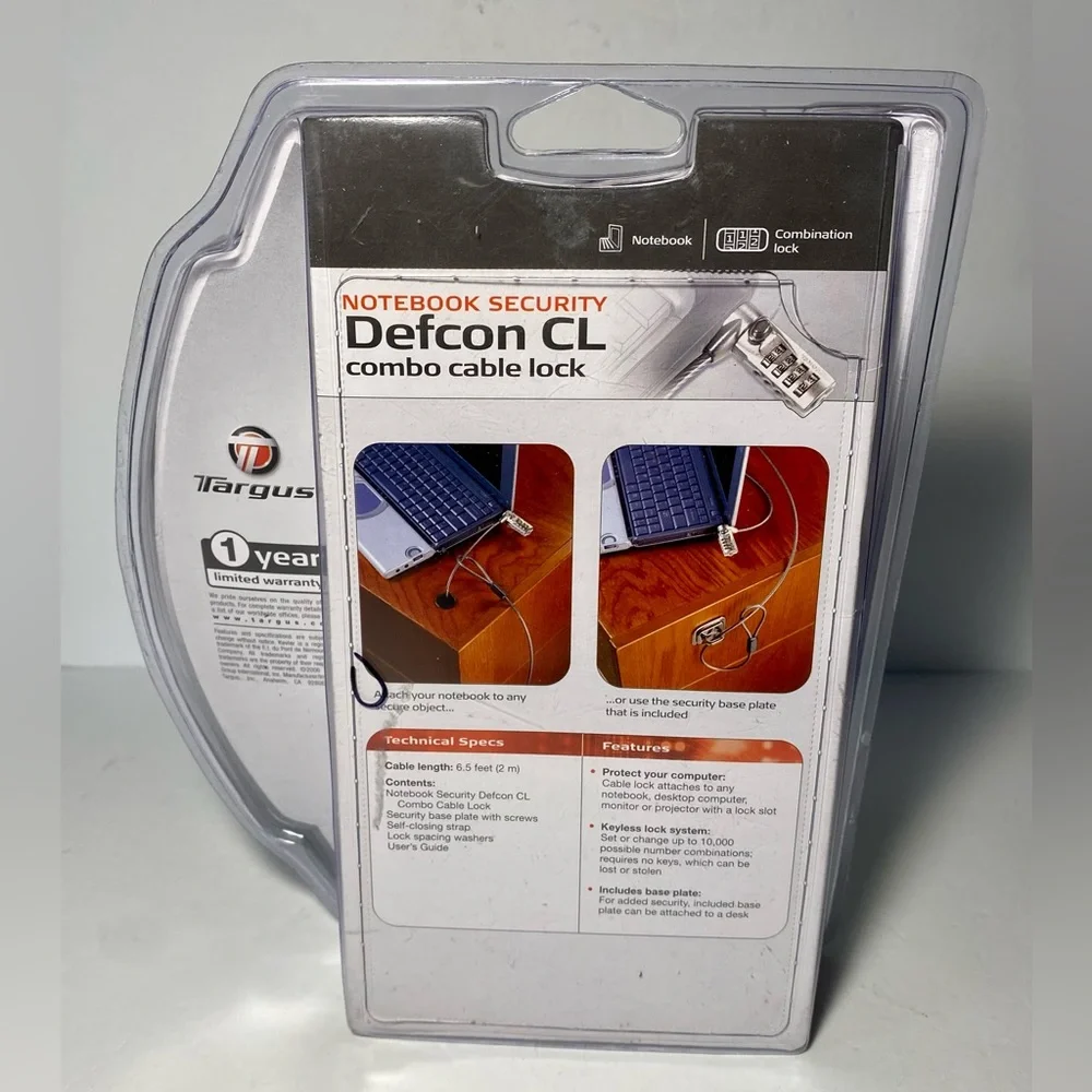Targus Defcon CL Laptop Combination Cable Lock - 6.5 ft. Cable BRAND NEW SEALED